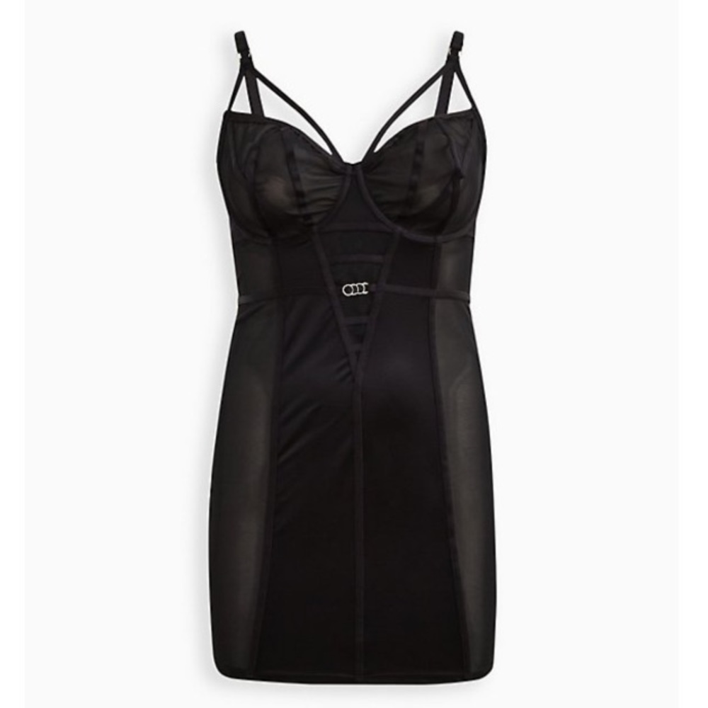 TORRID NWT STRAPPY UNDERWIRE CHEMISE - SATIN BLACK - Picture 4 of 6